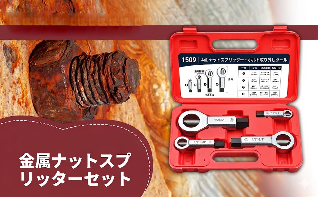 ナットブレーカープライヤー（4サイズ対応）