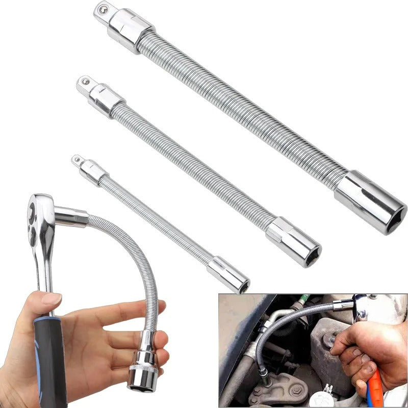 ユニバーサル電動レンチソケット フレキシブルシャフト延長ロッド 3本セット