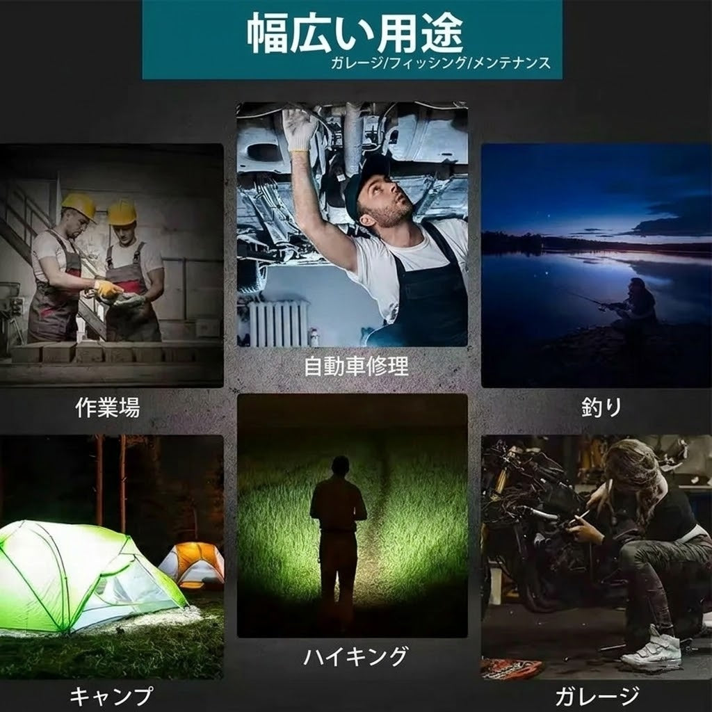コードレスLEDワークライト バッテリー互換 USB充電ポート付き