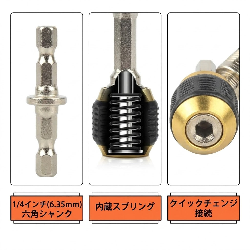 セルフロック式ドリルビットホルダー 3個セット クイックリリース