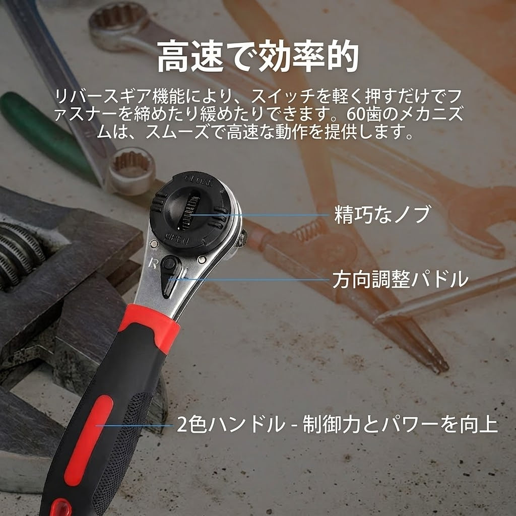 6〜22mm ネジ用 調整式ラチェットレンチキット