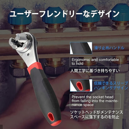 6〜22mm ネジ用 調整式ラチェットレンチキット