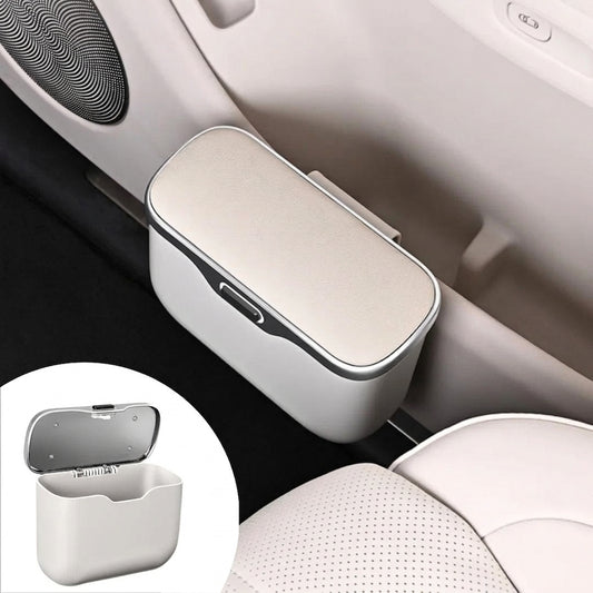 Multifunctional Car Trash Can with Lid Button, Hanging Storage Bin for Wet and Dry Use, Auto Interior Accessories, Organizer Box