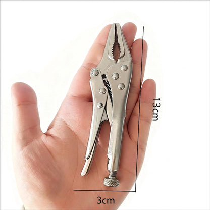 5-Inch Heavy-Duty Mini Sharp-Nose Pliers - Adjustable Height, Non-Slip Grip, Compact & Sturdy Metal Clamping Tool