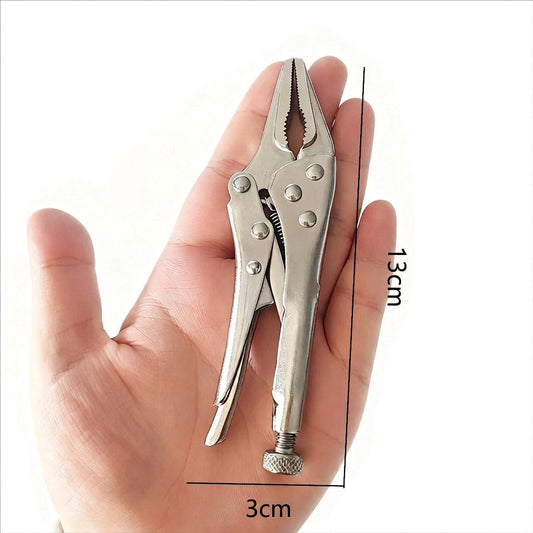 5-Inch Heavy-Duty Mini Sharp-Nose Pliers - Adjustable Height, Non-Slip Grip, Compact & Sturdy Metal Clamping Tool