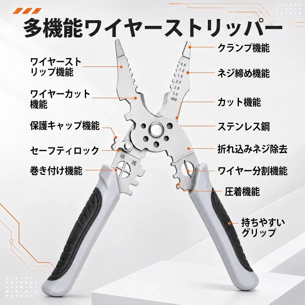 10-in-1 Professional Electrician Wire Stripper Pliers Heavy Duty Cable Cutting Crimping Tool Stainless Steel with Non-Slip Grip