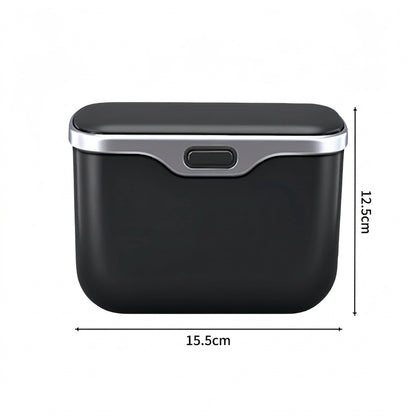 Multifunctional Car Trash Can with Lid Button, Hanging Storage Bin for Wet and Dry Use, Auto Interior Accessories, Organizer Box