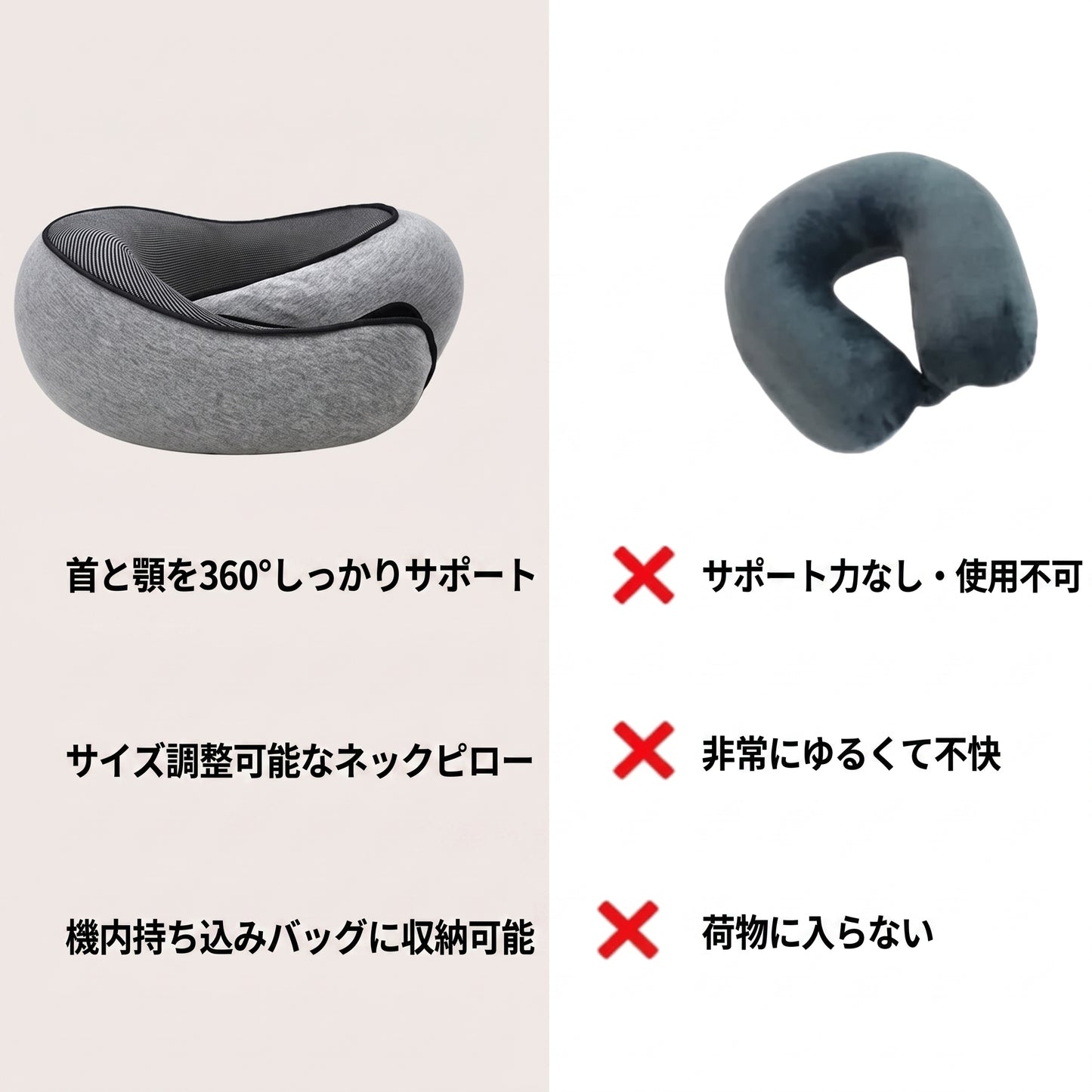 トラベルネックピロー U字型 低反発メモリーフォーム カタツムリデザイン 携帯用 調節可能 ソフト素材 首元サポート 昼寝・旅行・出張用 携帯枕