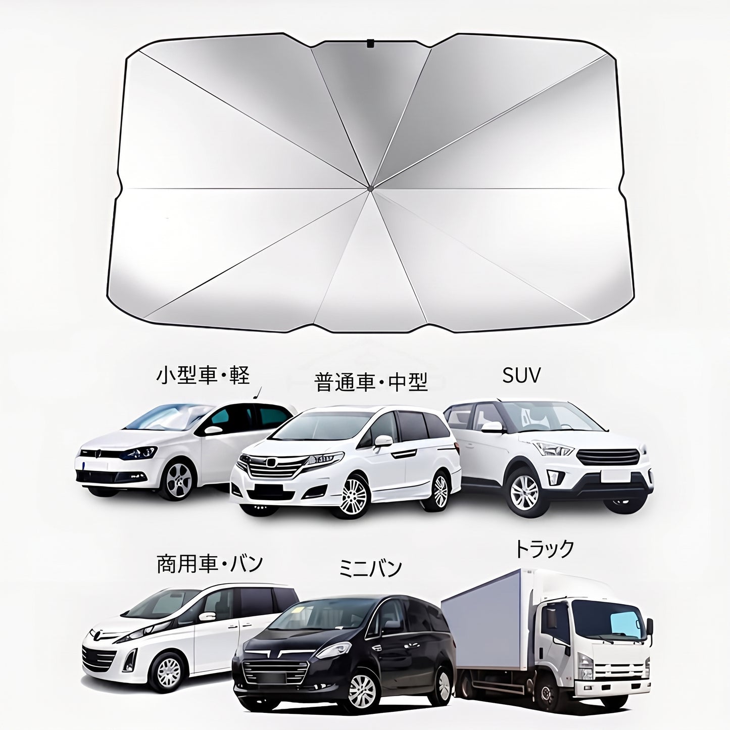車用 フロントガラス サンシェード 折りたたみ式 多機能 日除けカバー 車内温度上昇防止 UVカット 車用パラソル アクセサリー 汎用タイプ