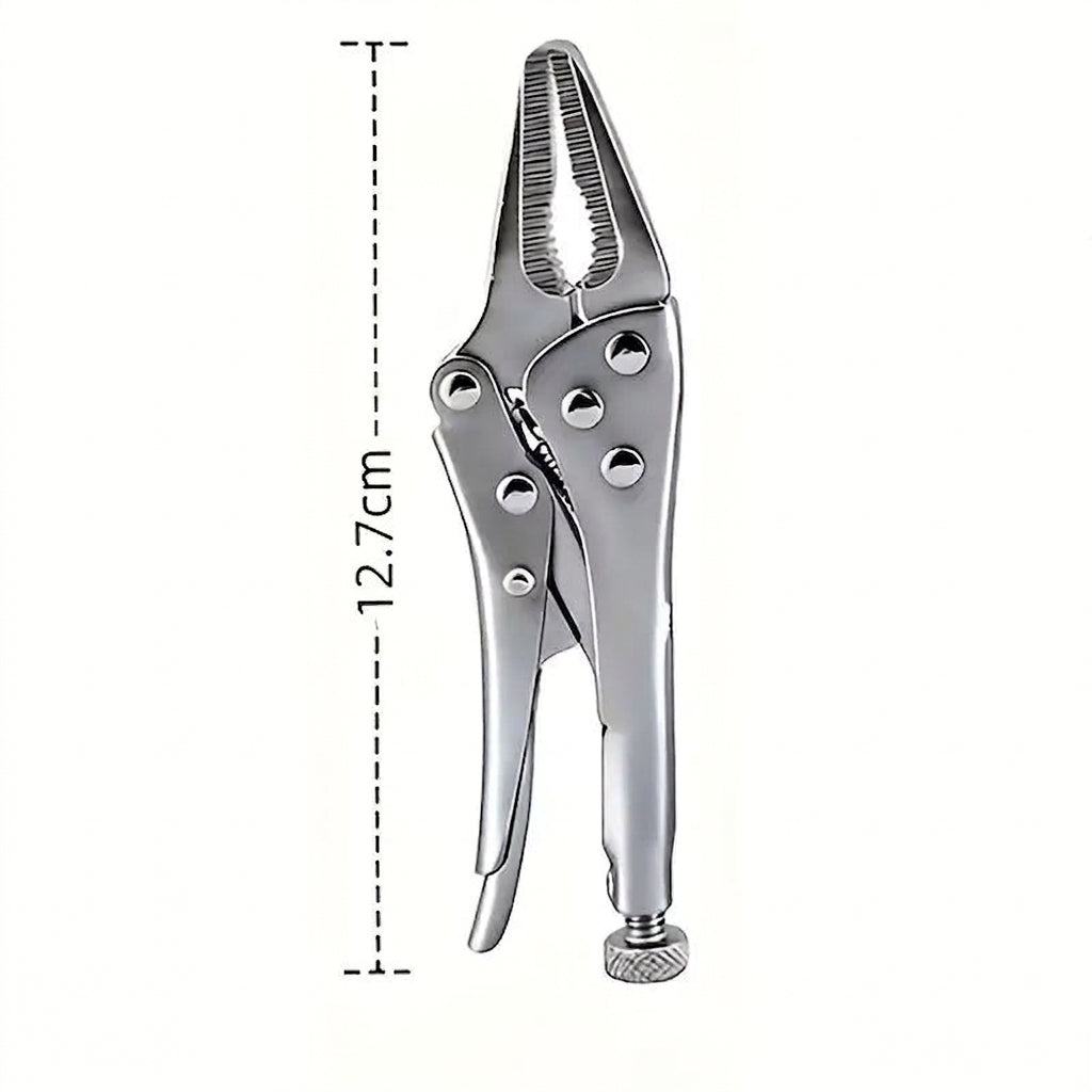 5-Inch Heavy-Duty Mini Sharp-Nose Pliers - Adjustable Height, Non-Slip Grip, Compact & Sturdy Metal Clamping Tool