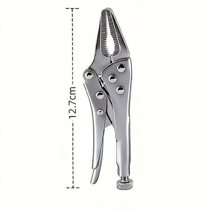 5-Inch Heavy-Duty Mini Sharp-Nose Pliers - Adjustable Height, Non-Slip Grip, Compact & Sturdy Metal Clamping Tool