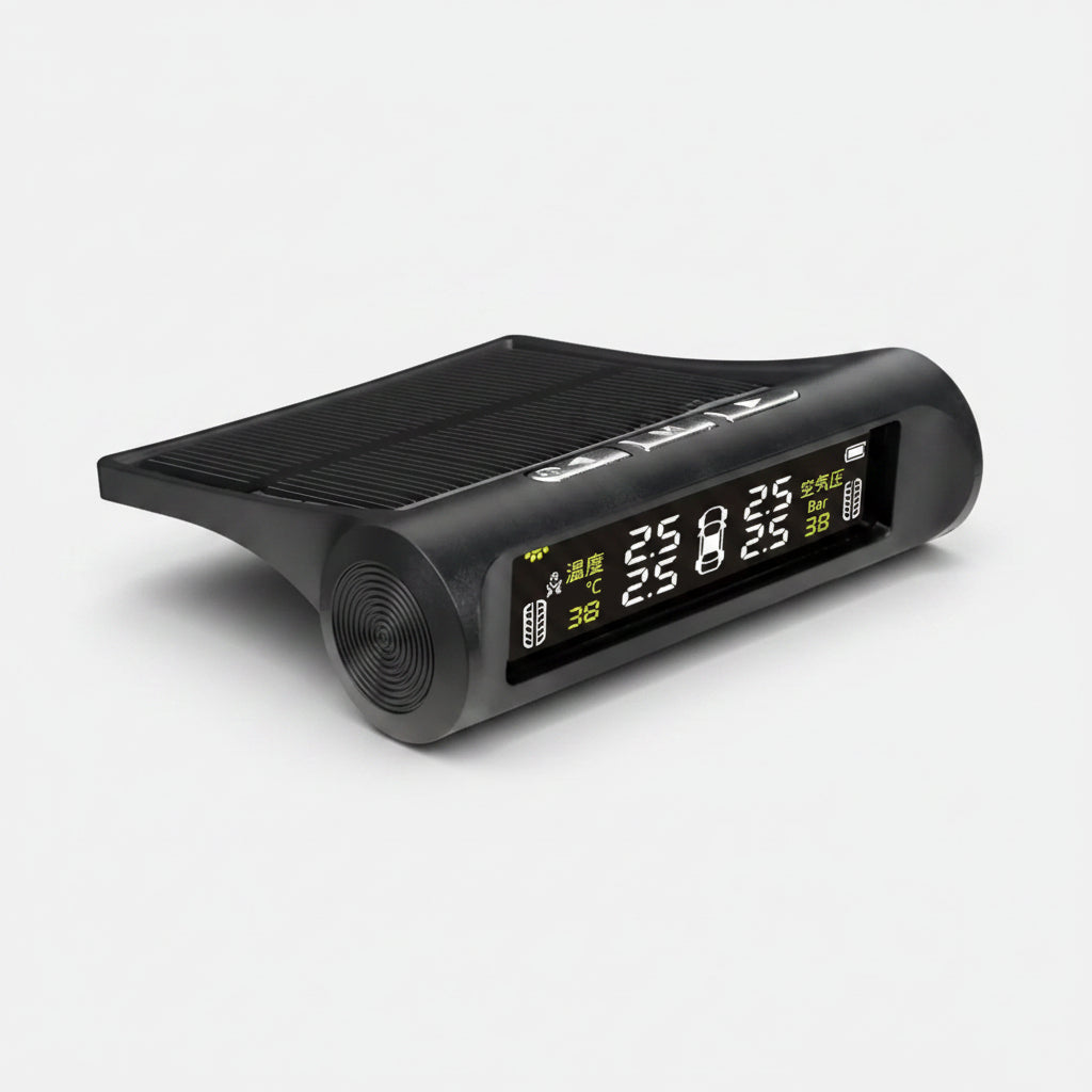 TPMS Solar Tire Pressure Sensor Car Tire Pressure Monitoring System with 4 Wheel Internal External Sensors TMPS